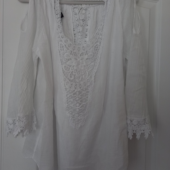 NWT SAKS FIFTH AVENUE lace white top size L - Picture 6 of 6